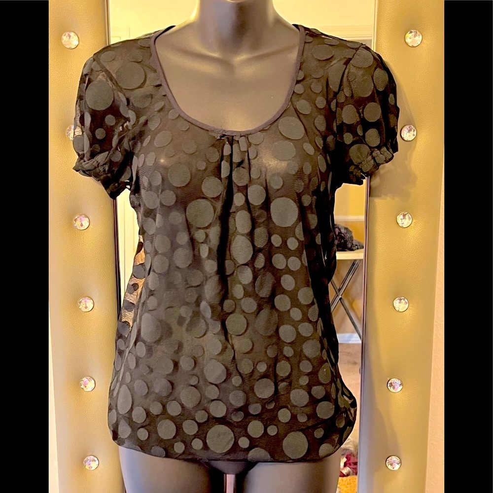 The Limited Black Sheer Poka Dot Top